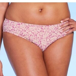 Kona Sol High Coverage Hipster Bikini Bottom Pink Floral Size M | NWT